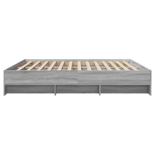 vidaXL Sängynrunko harmaa Sonoma 200x200 cm tekninen puu