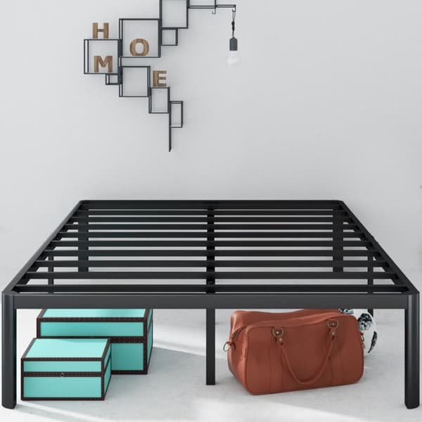 160x200 cm metallsäng - Dubbelsäng med lamellbotten - Zinus Van - Svart vuxensäng