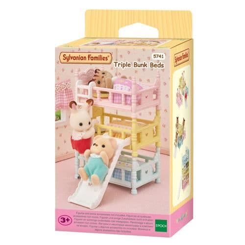 Sylvanian Families Våningssängar - Rosa - 5741 - Avtagbara kuddar, täcken, rutschkana och stegar