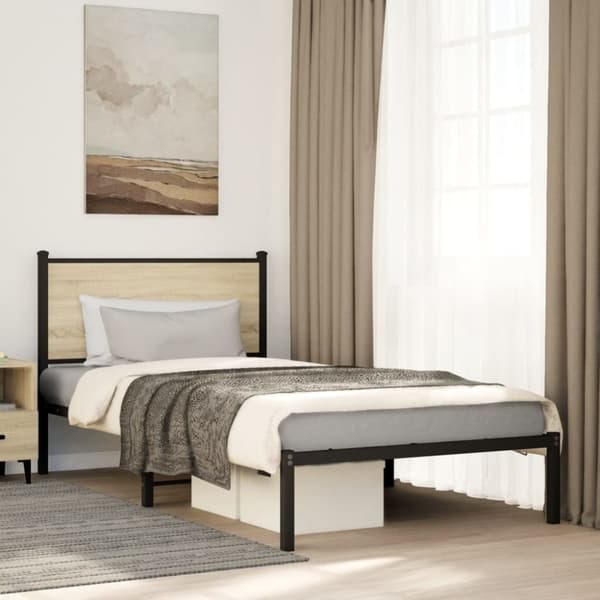 vidaXL sengeramme uden madras 107x203 cm metal sonoma-eg