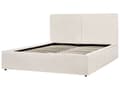 Miniatyrbillede 6 af 11: Seng Off White Boucle 160 x 200 cm Moderne To Mands Seng med Opbevaring Blød Sengegavl Dobbeltseng Sengeramme Retro Design