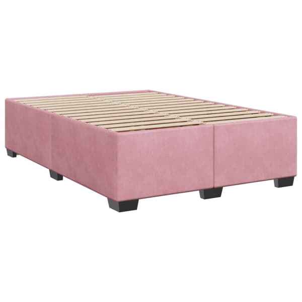 vidaXL Seng med madrass boksfjær rosa 140x200 cm fløyel