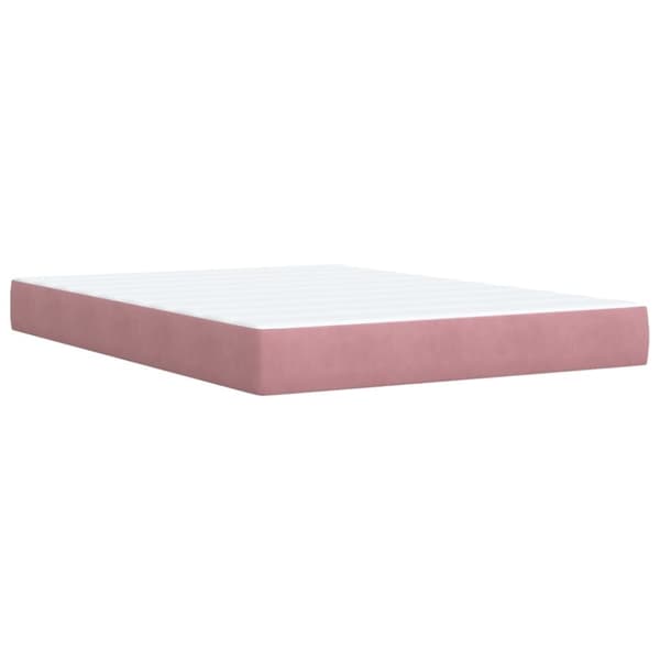 vidaXL Seng med madrass boksfjær rosa 140x200 cm fløyel