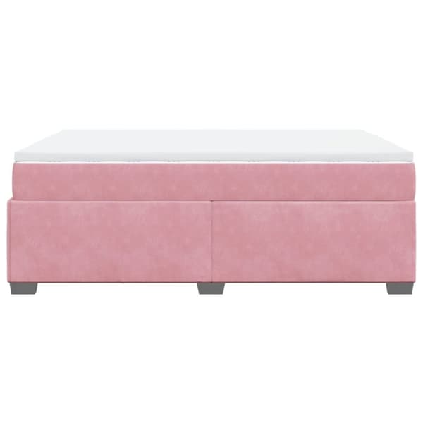 vidaXL Seng med madrass boksfjær rosa 140x200 cm fløyel