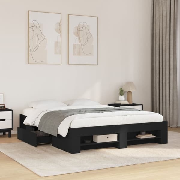 vidaXL Sengeramme svart 150x200 cm konstruert tre