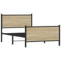 Miniatyrbilde 3 av 11: vidaXL Sengeramme i metall uten madrass sonoma eik 107x203 cm