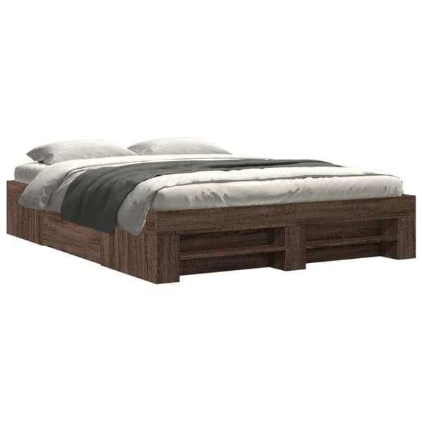 vidaXL Sengeramme uten madrass brun eik 150x200 cm konstruert tre