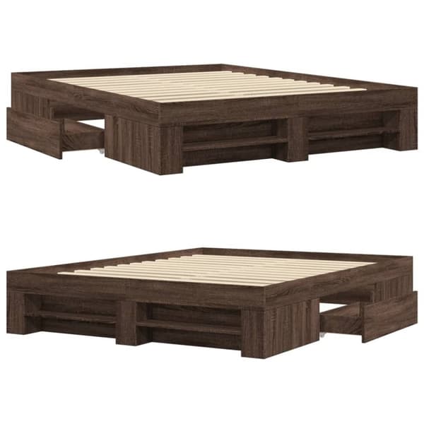 vidaXL Sengeramme uten madrass brun eik 150x200 cm konstruert tre