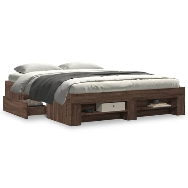 vidaXL Sengeramme uten madrass brun eik 150x200 cm konstruert tre