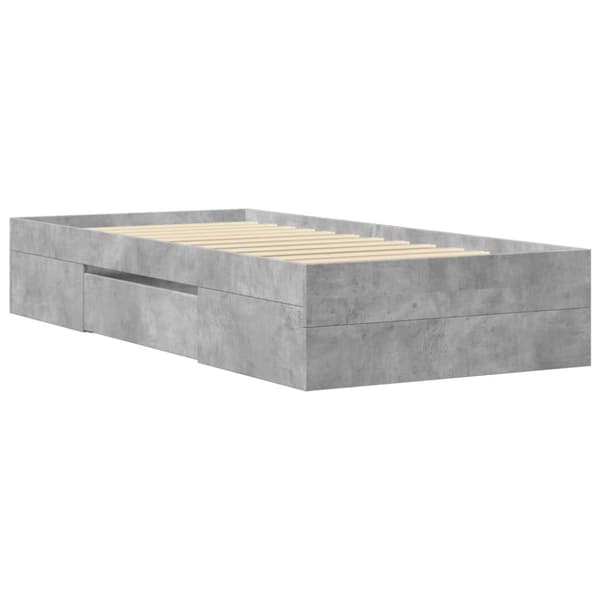 vidaXL Sängynrunko betoninharmaa 90x190 cm tekninen puu