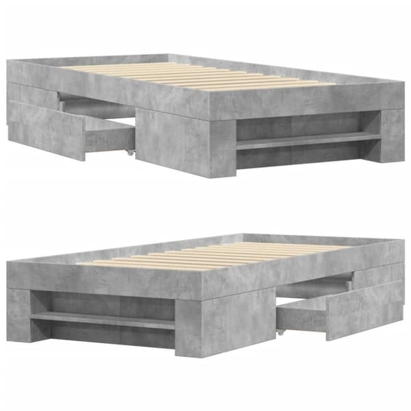 vidaXL Sängynrunko betoninharmaa 90x190 cm tekninen puu