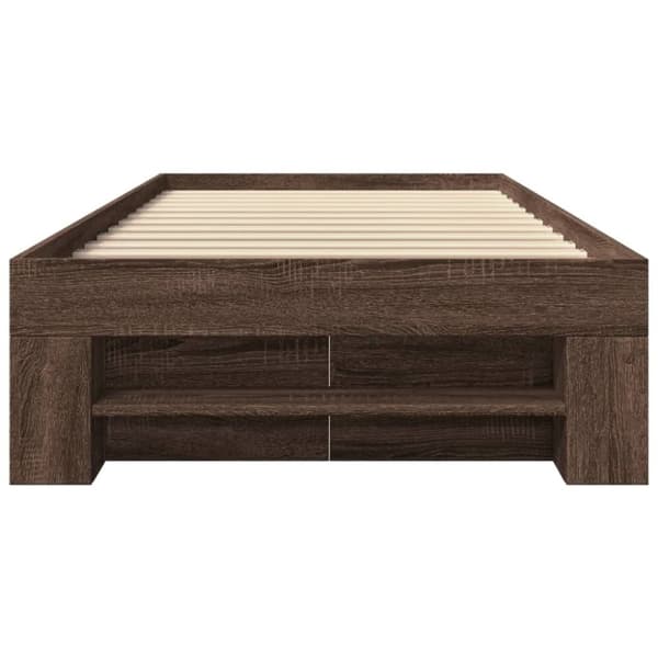 vidaXL Sängynrunko ilman patjaa ruskea tammi 100x200 cm tekninen puu
