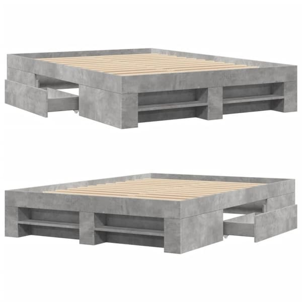 vidaXL Sängynrunko betoninharmaa 135x190 cm tekninen puu