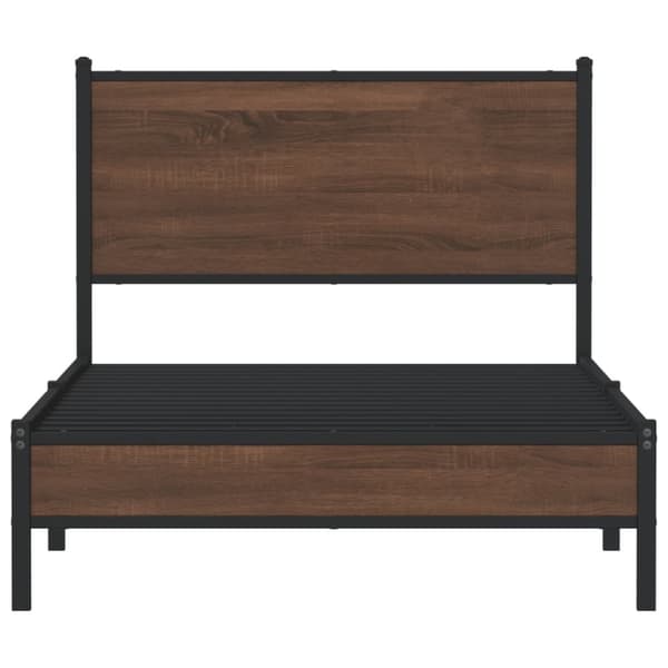 vidaXL Sengeramme i metall uten madrass brun eik 107x203 cm