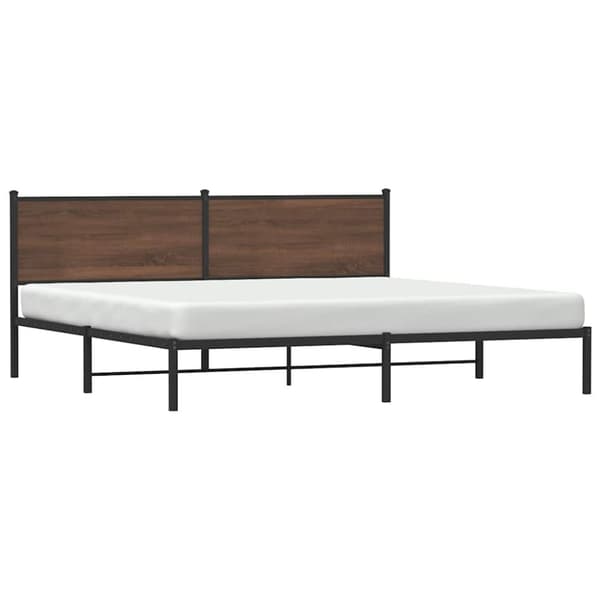 vidaXL Sengeramme i metall uten madrass brun eik 193x203 cm