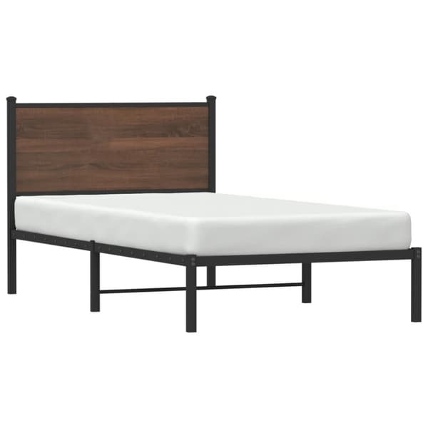vidaXL Metallinen sängynrunko ilman patjaa ruskea tammi 107x203 cm