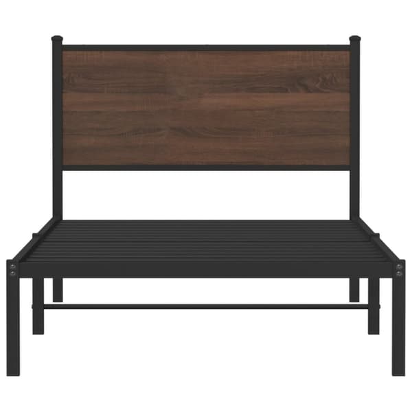 vidaXL Metallinen sängynrunko ilman patjaa ruskea tammi 107x203 cm