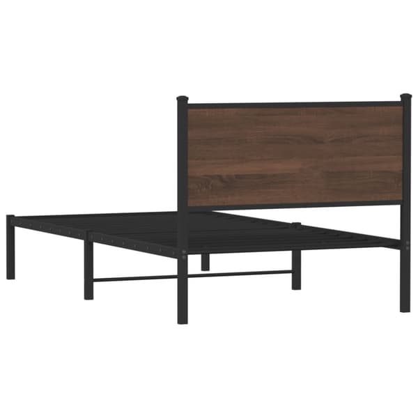 vidaXL Metallinen sängynrunko ilman patjaa ruskea tammi 107x203 cm