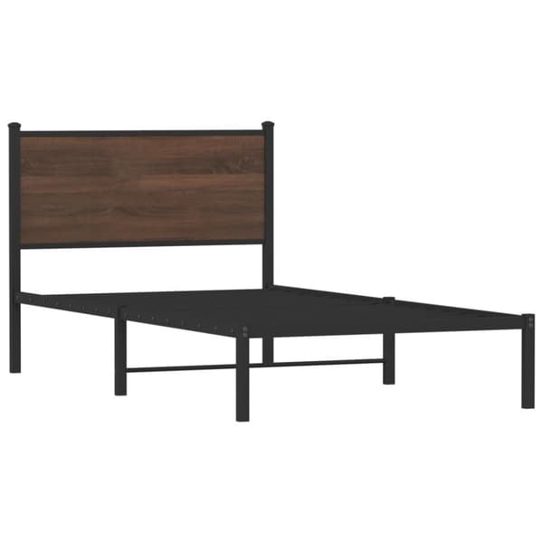 vidaXL Metallinen sängynrunko ilman patjaa ruskea tammi 107x203 cm