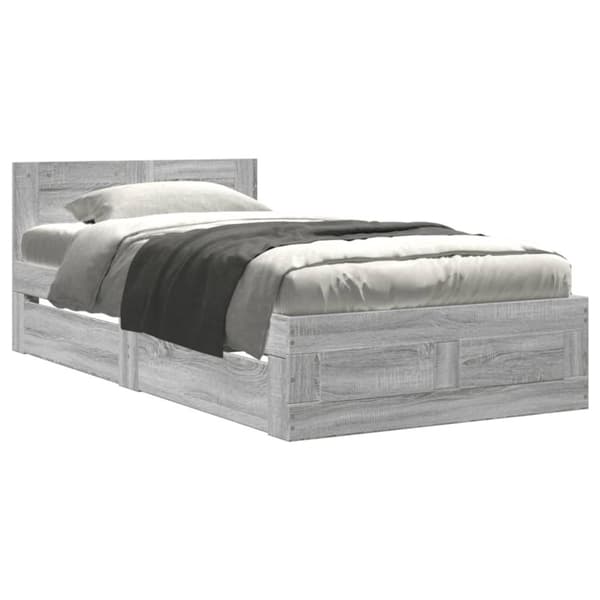 vidaXL Sängynrunko päädyllä harmaa Sonoma 75x190 cm tekninen puu