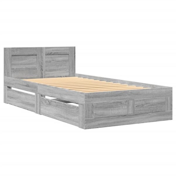 vidaXL Sängynrunko päädyllä harmaa Sonoma 75x190 cm tekninen puu