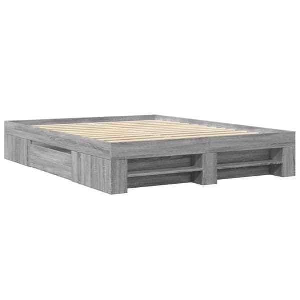 vidaXL Sengeramme grå sonoma 150x200 cm konstruert tre