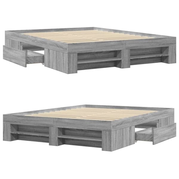 vidaXL Sengeramme grå sonoma 150x200 cm konstruert tre