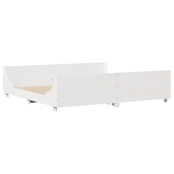 vidaXL Sengeramme med madrass hvit 200x200 cm heltre furu