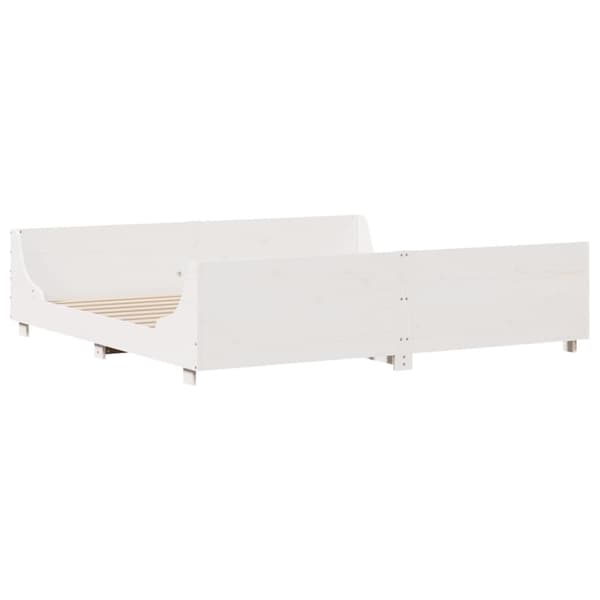 vidaXL Sengeramme med madrass hvit 200x200 cm heltre furu
