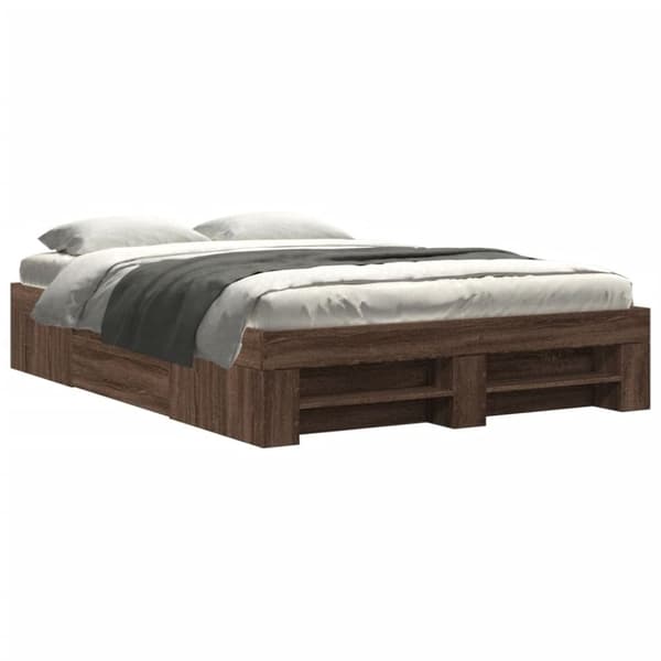 vidaXL Sengeramme brun eik 135x190 cm konstruert tre