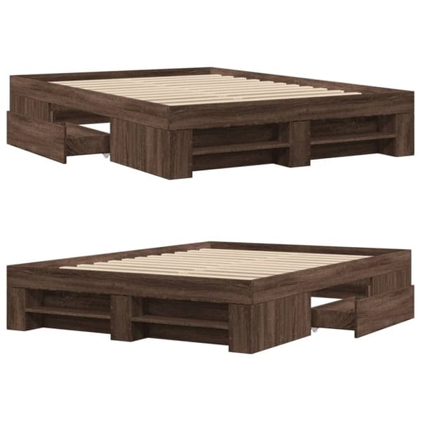 vidaXL Sengeramme brun eik 135x190 cm konstruert tre