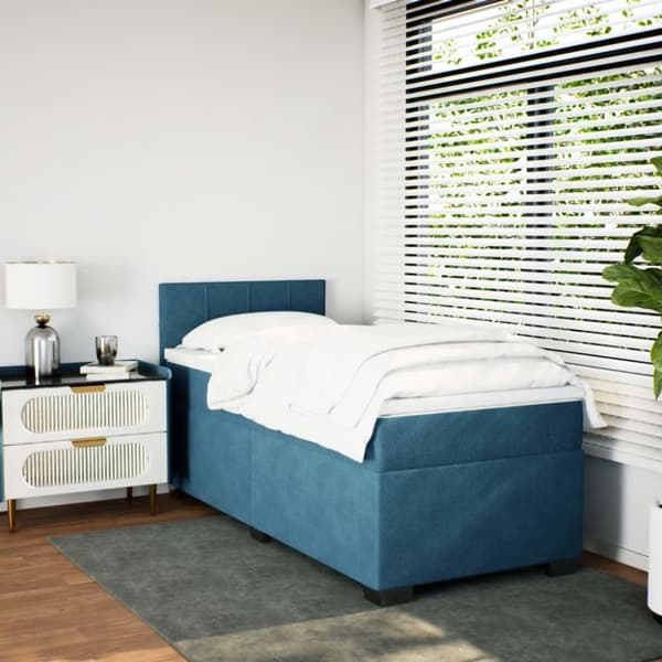 vidaXL kontinentalseng med madras 80x200 cm fløjl mørkeblå