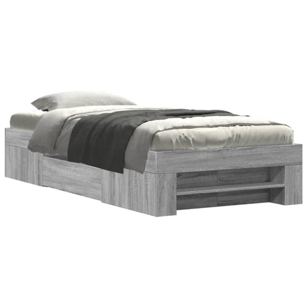 vidaXL Sängynrunko harmaa Sonoma 90x190 cm tekninen puu