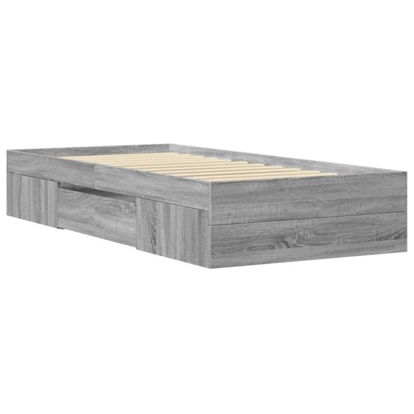 vidaXL Sängynrunko harmaa Sonoma 90x190 cm tekninen puu