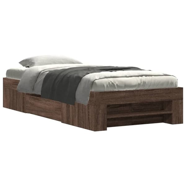 vidaXL Sengeramme uten madrass brun eik 75x190 cm konstruert tre