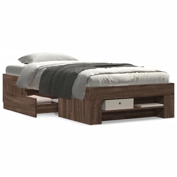 vidaXL Sengeramme uten madrass brun eik 75x190 cm konstruert tre