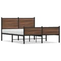 Miniatyrbilde 1 av 11: vidaXL Sengeramme i metall uten madrass brun eik 137x190 cm