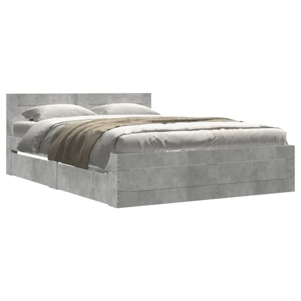vidaXL Sengeramme med hodegavl betonggrå 135x190 cm konstruert tre