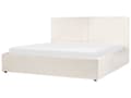 Miniatyrbild 5 av 11: Dubbelsäng 180 x 200 cm Off-White Boucléklädsel Förvaring Ribbotten Samtida Modern Stil Sovrum