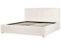 Miniatyrbild 6 av 11: Dubbelsäng 180 x 200 cm Off-White Boucléklädsel Förvaring Ribbotten Samtida Modern Stil Sovrum