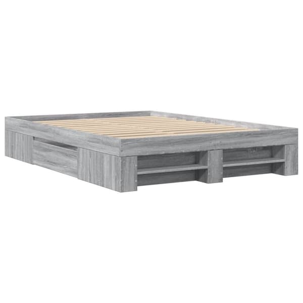 vidaXL Sengeramme grå sonoma 135x190 cm konstruert tre