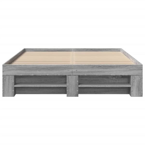 vidaXL Sengeramme grå sonoma 135x190 cm konstruert tre