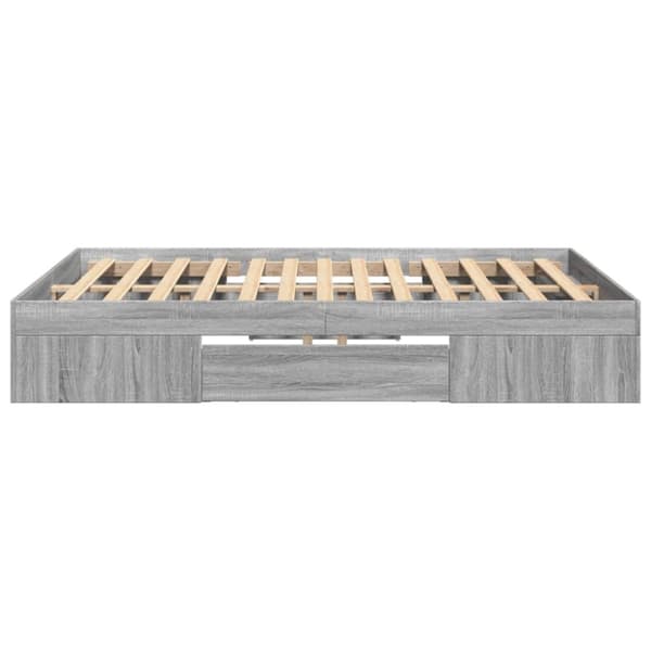vidaXL Sengeramme grå sonoma 135x190 cm konstruert tre