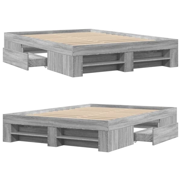 vidaXL Sengeramme grå sonoma 135x190 cm konstruert tre
