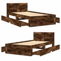 Miniatyrbilde 9 av 11: vidaXL Sengeramme med hodegavl røkt eik 75x190 cm konstruert tre