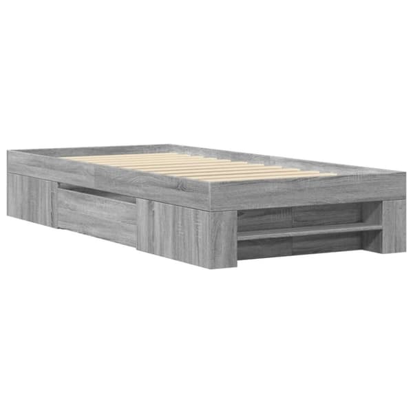 vidaXL sengeramme 75x190 cm konstrueret træ grå sonoma-eg