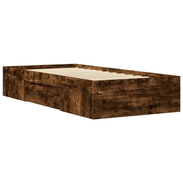 vidaXL sengeramme 90x190 cm konstrueret træ røget egetræsfarve