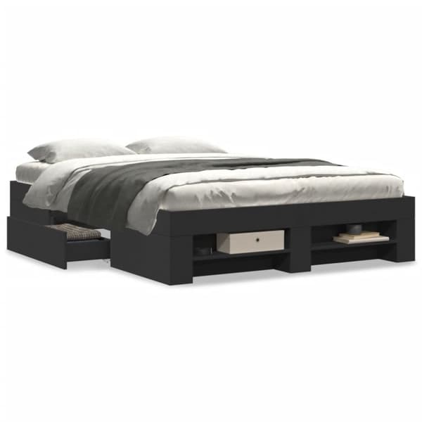 vidaXL Sengeramme svart 135x190 cm konstruert tre