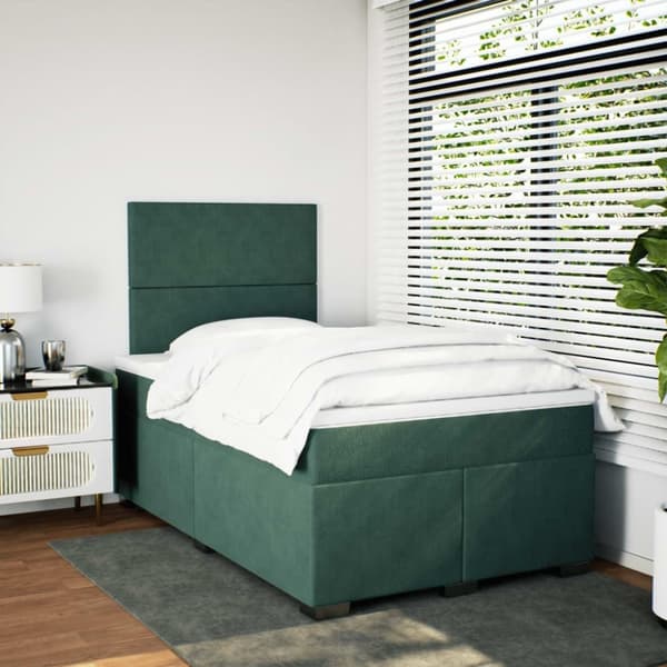 vidaXL kontinentalseng 120x200 cm fløjl mørkegrøn
