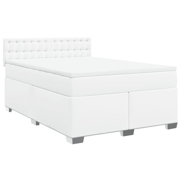 vidaXL Ramsäng med madrass vit 160x200 cm konstläder